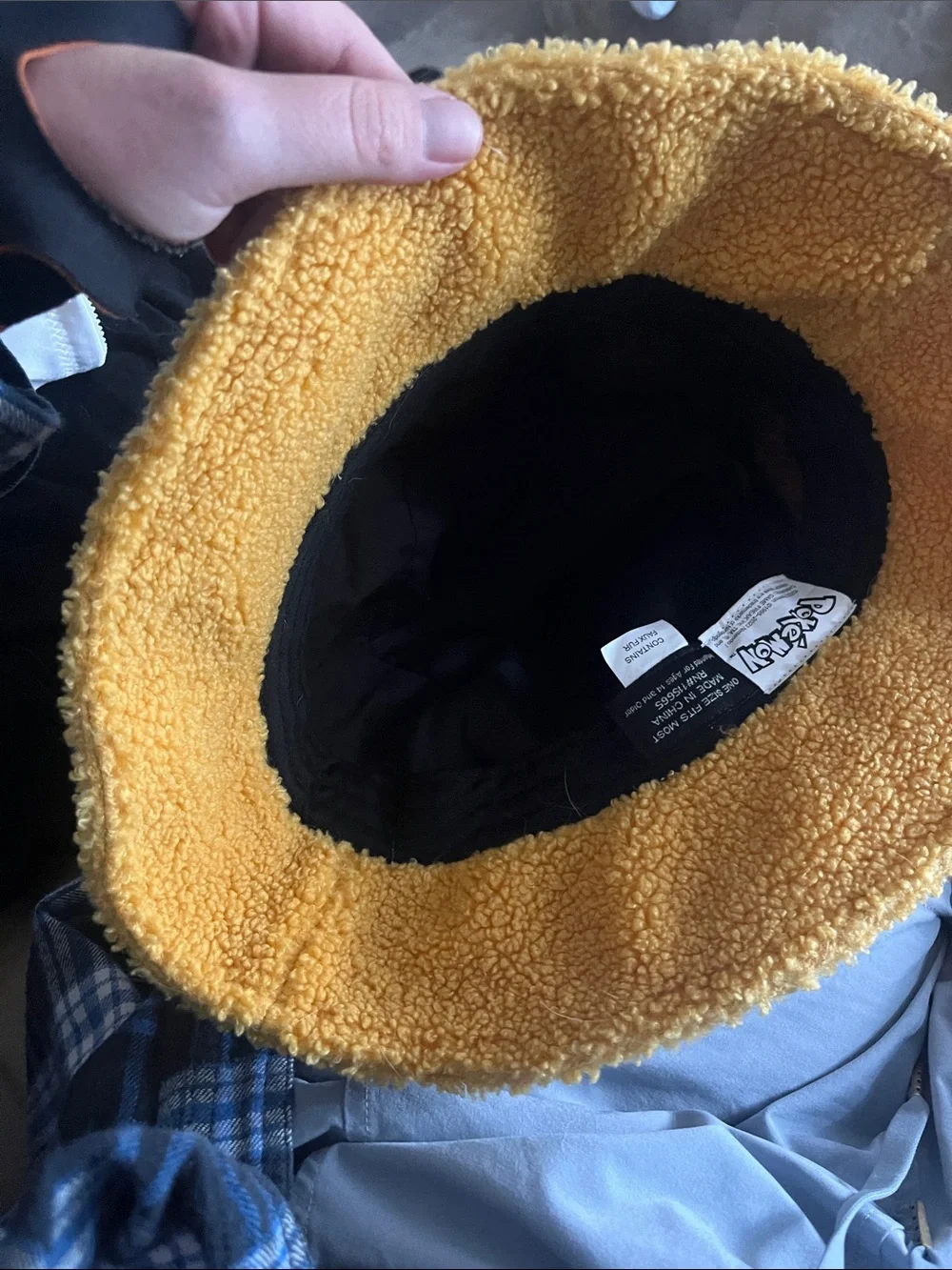Pokemon Yellow Sherpa Bucket Hat with Eevee Patch
